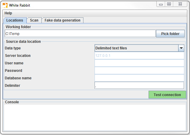 Le bouton "Pick Folder" permet de spécifier un dossier de travail pour l'application White Rabbit.