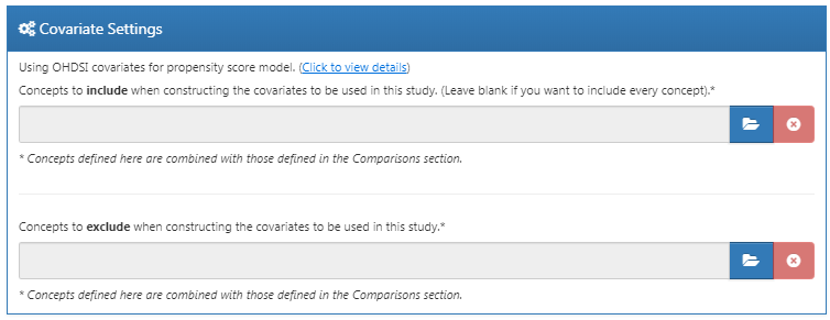 Covariate settings.