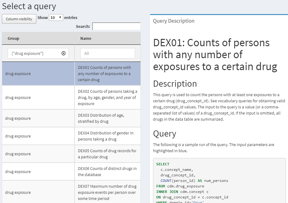 QueryLibrary : une bibliothèque de requêtes SQL contre le CDM.